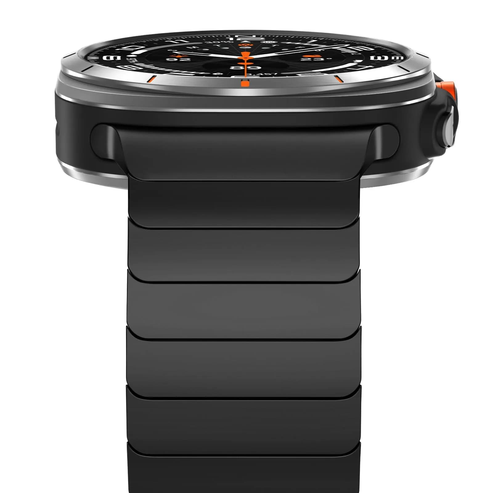 NewWays Samsung Galaxy Watch Ultra Bands 47mm Stainless Steel Link Bracelet Black | No-Gap Rugged Strap for Men