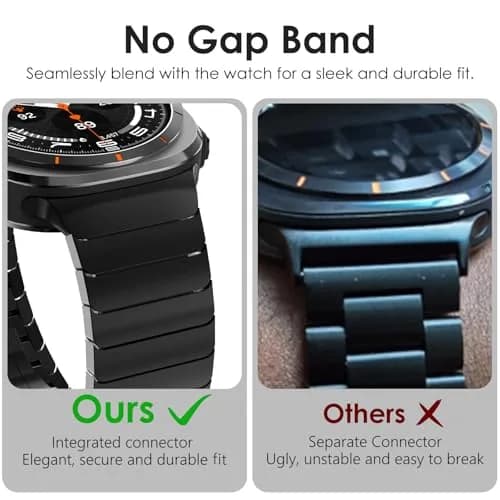 NewWays Samsung Galaxy Watch Ultra Bands 47mm Stainless Steel Link Bracelet Black | No-Gap Rugged Strap for Men thumbnail 2