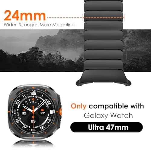 NewWays Samsung Galaxy Watch Ultra Bands 47mm Stainless Steel Link Bracelet Black | No-Gap Rugged Strap for Men thumbnail 3