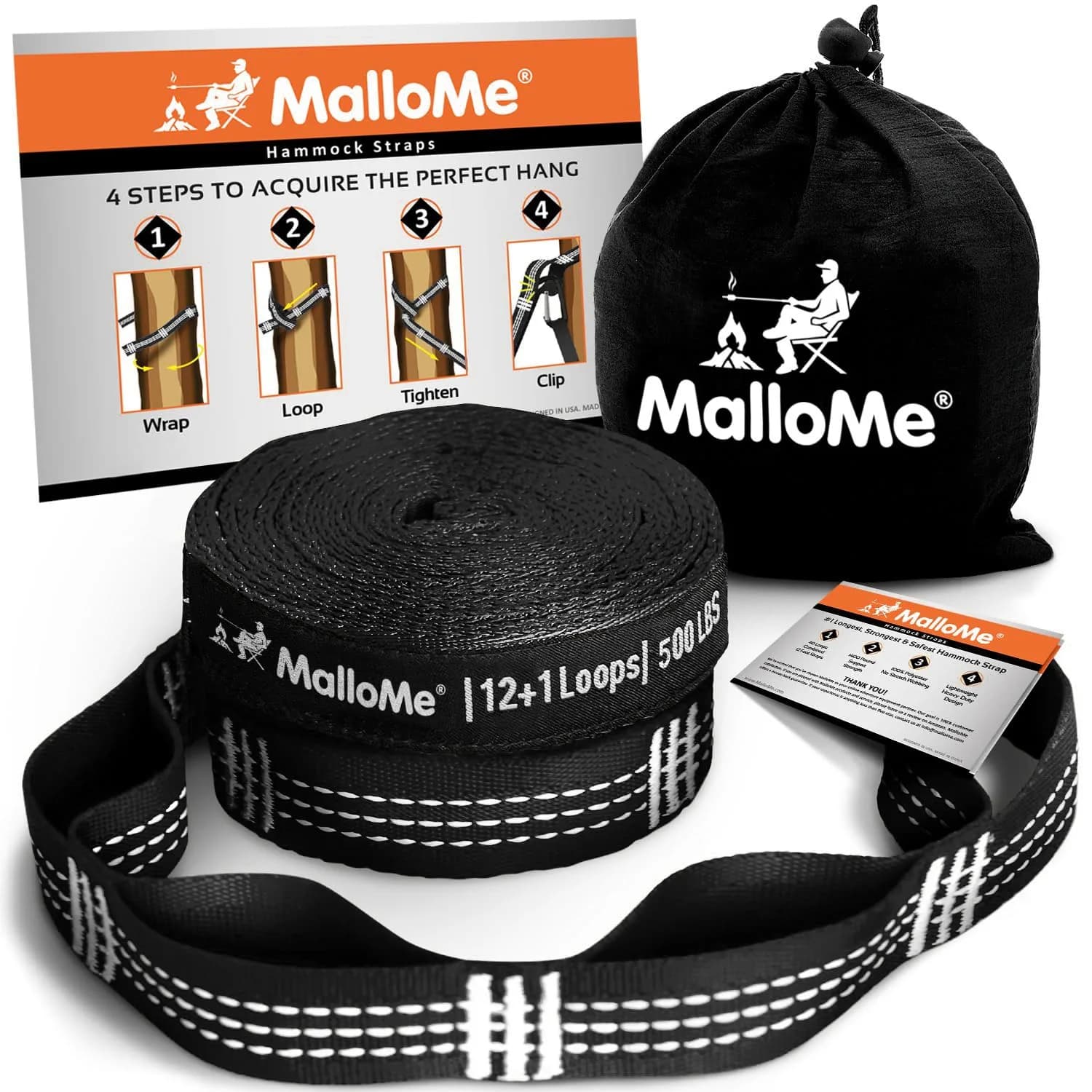 MalloMe Heavy Duty Hammock Tree Straps Kit - 20ft (610cm) Adjustable Tree Strap for Hammocks, Swings & Outdoor Use | 1000lb Capacity — 1000 LB - Loop 10FT (Ideal for Hammocks)