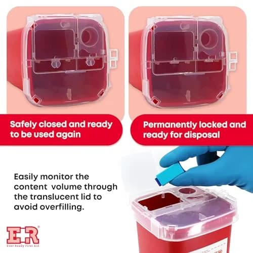 Ever Ready First Aid 1 Quart Sharps Container 24-Count Pack | Safe Biohazard Disposal for Home & Travel thumbnail 5