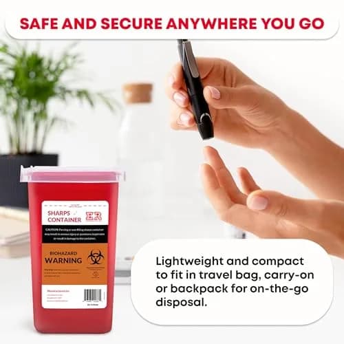 Ever Ready First Aid 1 Quart Sharps Container 24-Count Pack | Safe Biohazard Disposal for Home & Travel thumbnail 4