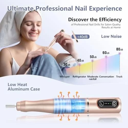 TUOBEO Cordless Nail Drill Electric Nail File Kit, Rechargeable Efile Set with 11 Bits & 56 Sanding Bands | 20,000 RPM Professional Portable thumbnail 6