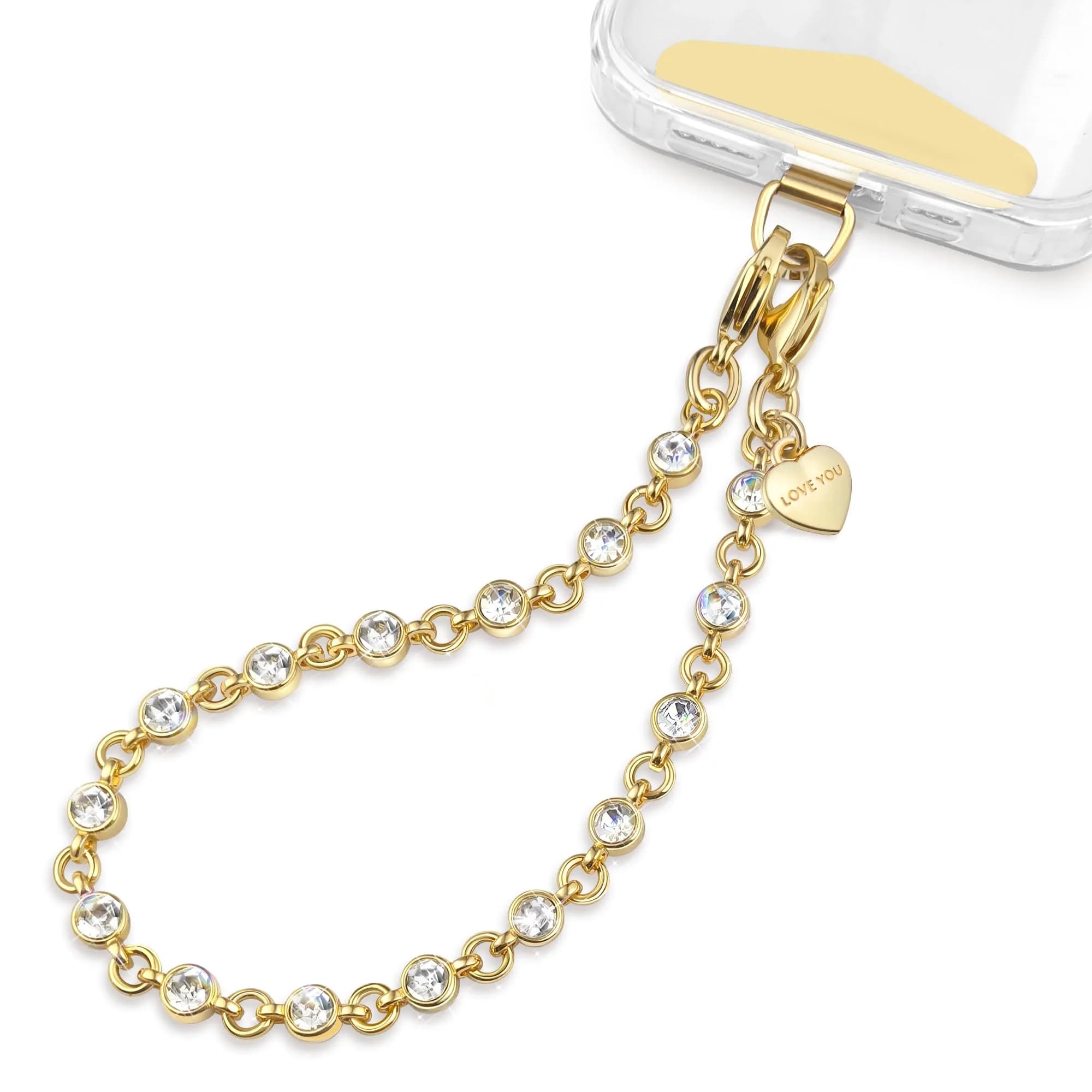 MOUTAKEY Heart Phone Charm Strap with Metal Tether Tab - Pale Gold | Detachable iPhone Chain Wrist Strap for All Phones — Arabian Gold