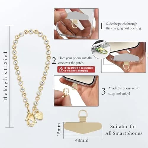 MOUTAKEY Phone Charm Strap Heart Phone Chain Wristlet 0.07kg (2.5oz) | Stylish & Anti-Theft Accessory for All Phones thumbnail 6