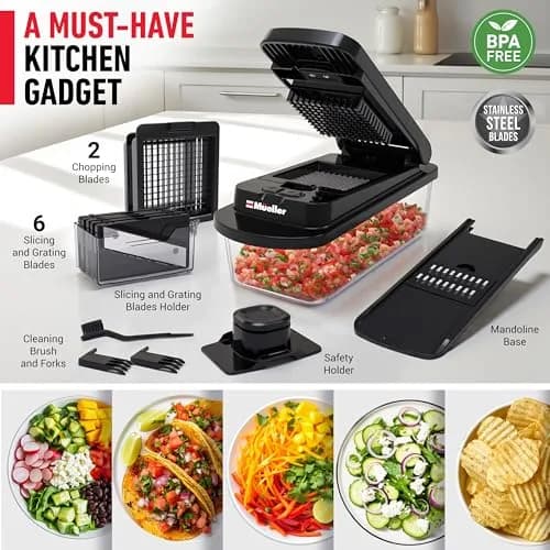 JANSKA Pro-Series 10-in-1 Vegetable Chopper & Mandoline Slicer with Container, 1.25 kg (2.75 lb) | 8 Stainless Steel Blades thumbnail 7
