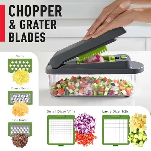 JANSKA Pro-Series 10-in-1 Vegetable Chopper with Container & 8 Blades | 1.12 kg (2.46 lb) Multi-Purpose Kitchen Tool thumbnail 5