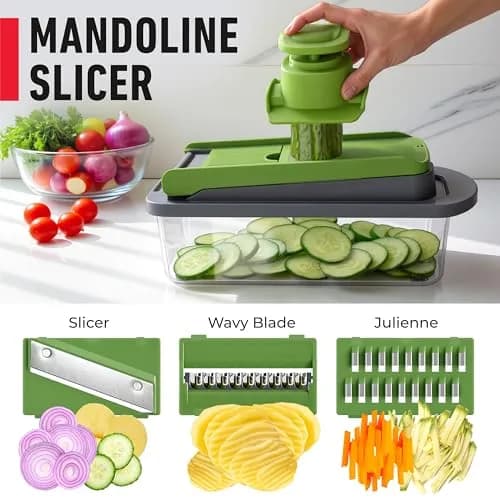 JANSKA Pro-Series 10-in-1 Vegetable Chopper with Container & 8 Blades | 1.12 kg (2.46 lb) Multi-Purpose Kitchen Tool thumbnail 6