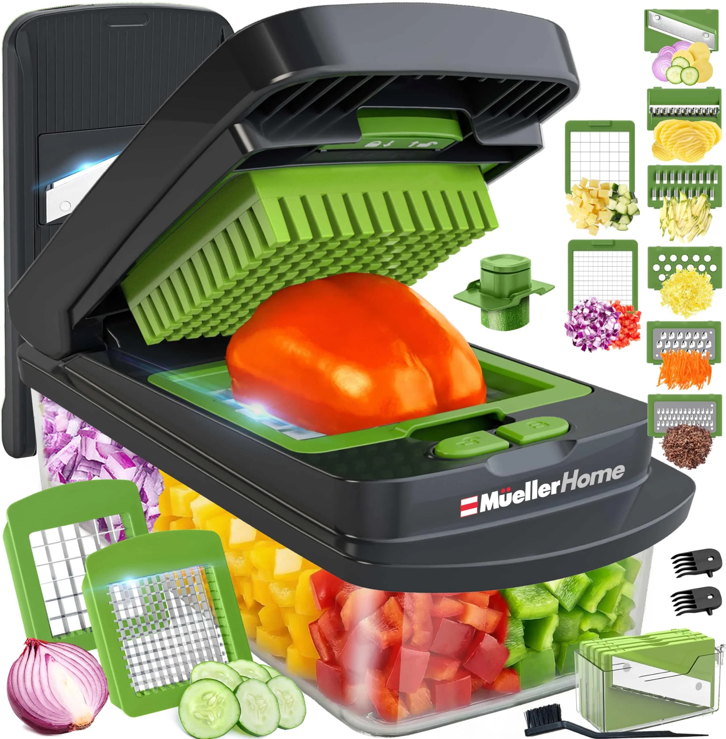 JANSKA Pro-Series 10-in-1 Vegetable Chopper with Container & 8 Blades | 1.12 kg (2.46 lb) Multi-Purpose Kitchen Tool