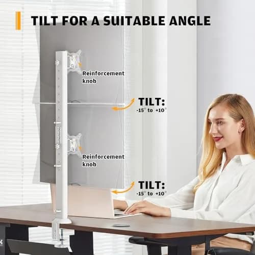 Hemudu Dual Monitor Articulating Desk Mount White | Supports 13-34 Inch Monitors thumbnail 3