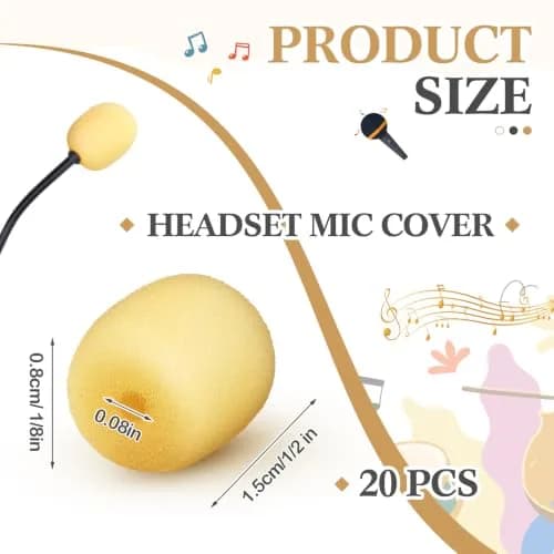 Innconee Mini Mic Foam Windscreen Covers 20 Pcs Skin Color | Noise Reduction for Headset Microphones thumbnail 2