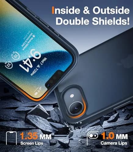 TORRAS Shockproof Case for iPhone 17e & 16e, 12FT Drop Protection, Slim Translucent Black | Heavy Duty Protection thumbnail 3