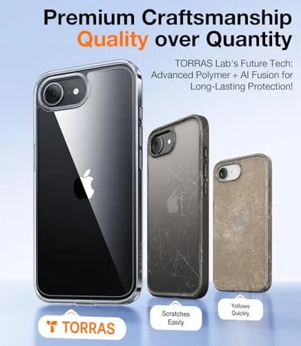 TORRAS Guardian Diamond Clear Case for iPhone 16e 6.1" | Military-Grade Drop Protection, Non-Yellowing thumbnail 7