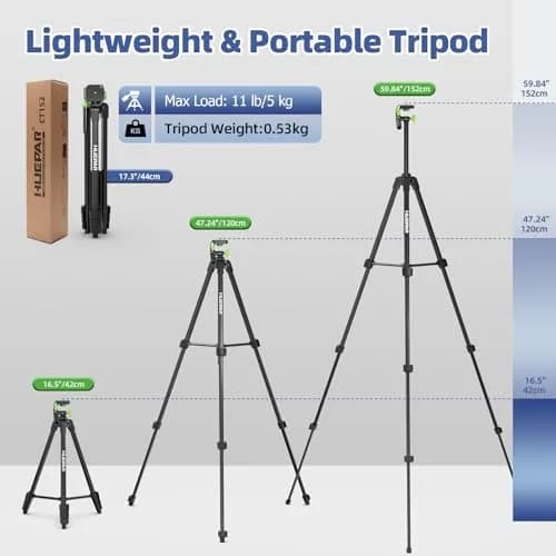 Huepar Laser Level Tripod 60-Inch | Adjustable Lightweight Camera Support for Indoors thumbnail 2
