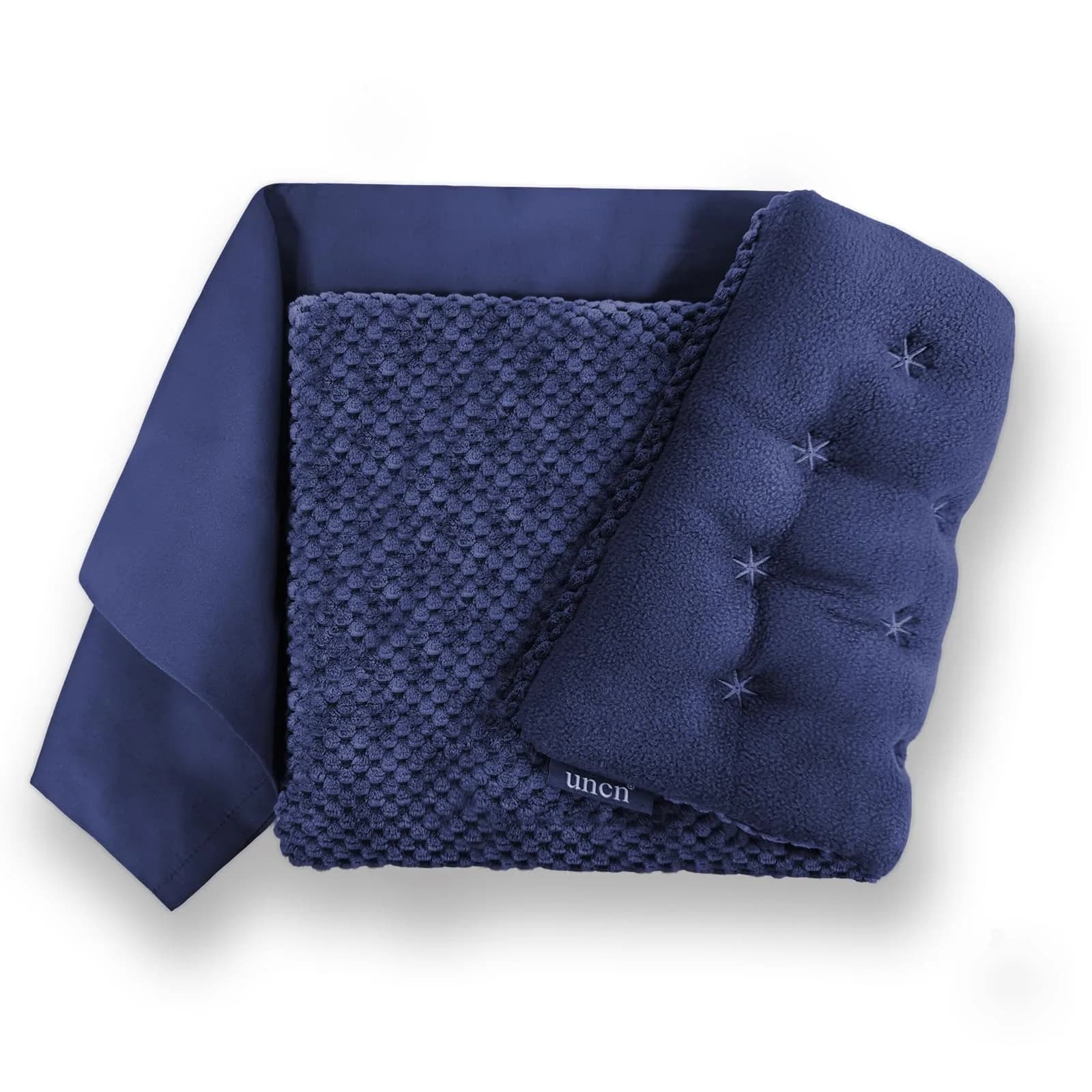 UNCN Wide Microwave Heating Pad with Washable Cover 2.8 lbs (1.23 kg) | Cordless Warm Compress for Neck, Shoulder, Back Pain Relief — Navy Blue