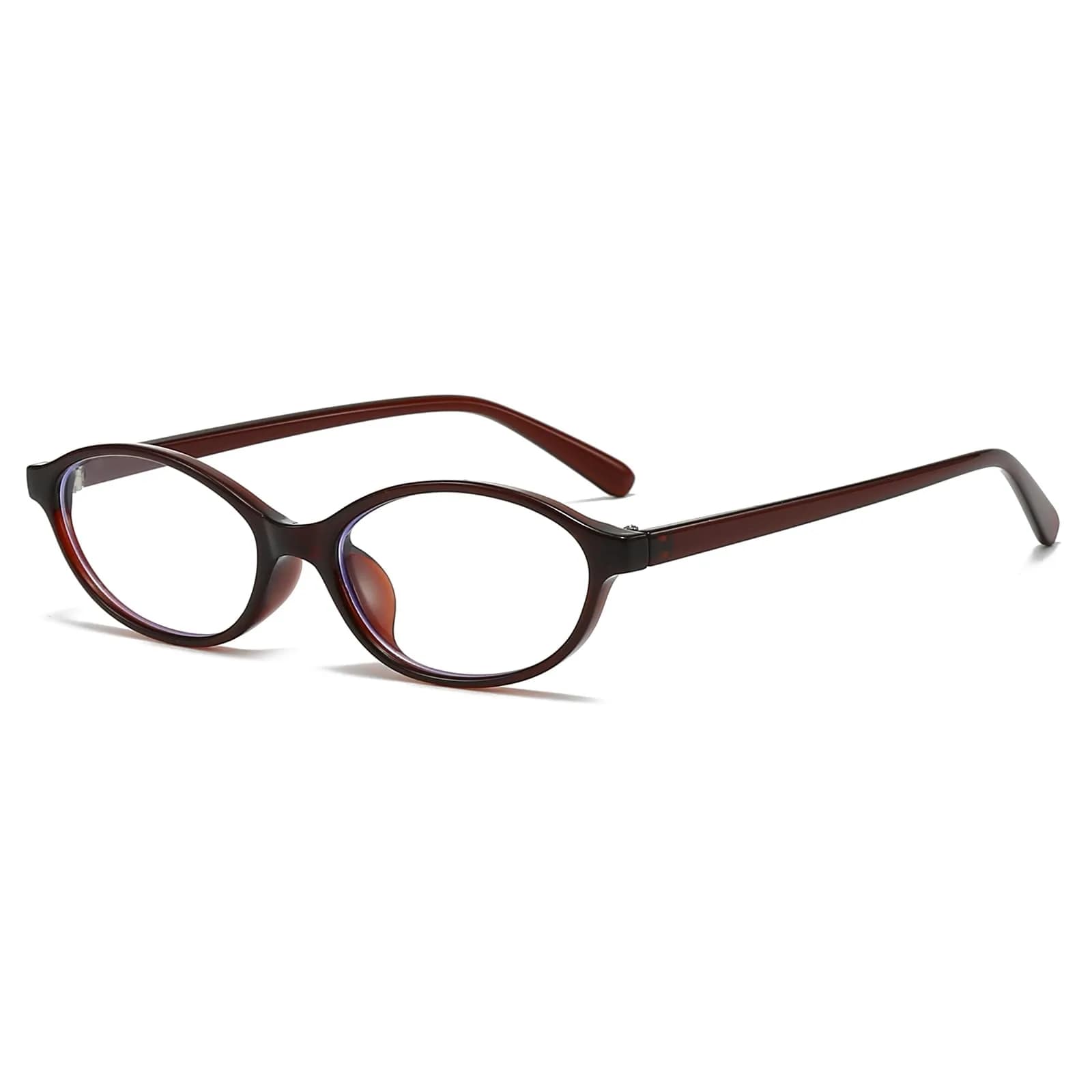 LJCZKA Oval Blue Light Blocking Glasses for Women Men | Retro Small Oval Frame, UV400 Protection, Clear Lens (Dark Brown) - main product image