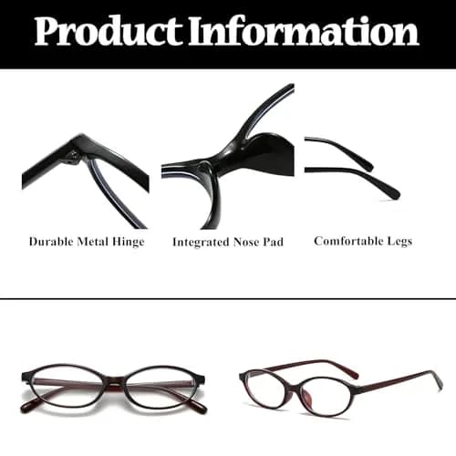 LJCZKA Oval Blue Light Blocking Glasses for Women Men | Retro Small Oval Frame, UV400 Protection, Clear Lens (Dark Brown) thumbnail 4
