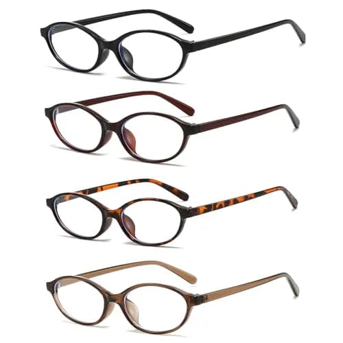 LJCZKA Oval Blue Light Blocking Glasses for Women Men | Retro Small Oval Frame, UV400 Protection, Clear Lens (Dark Brown) thumbnail 6