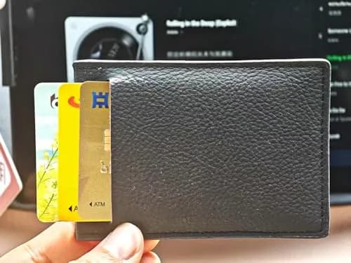 Harrier Baby Minimalist ID Holder Black Leather-Style Card Sleeve with Dual ID Window Design | Slim Front Pocket ID Wallet Unisex thumbnail 4
