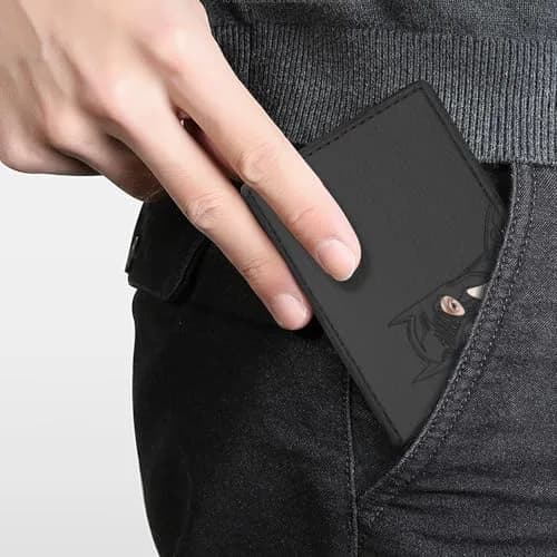 Harrier Baby Minimalist ID Holder Black Leather-Style Card Sleeve with Dual ID Window Design | Slim Front Pocket ID Wallet Unisex thumbnail 5