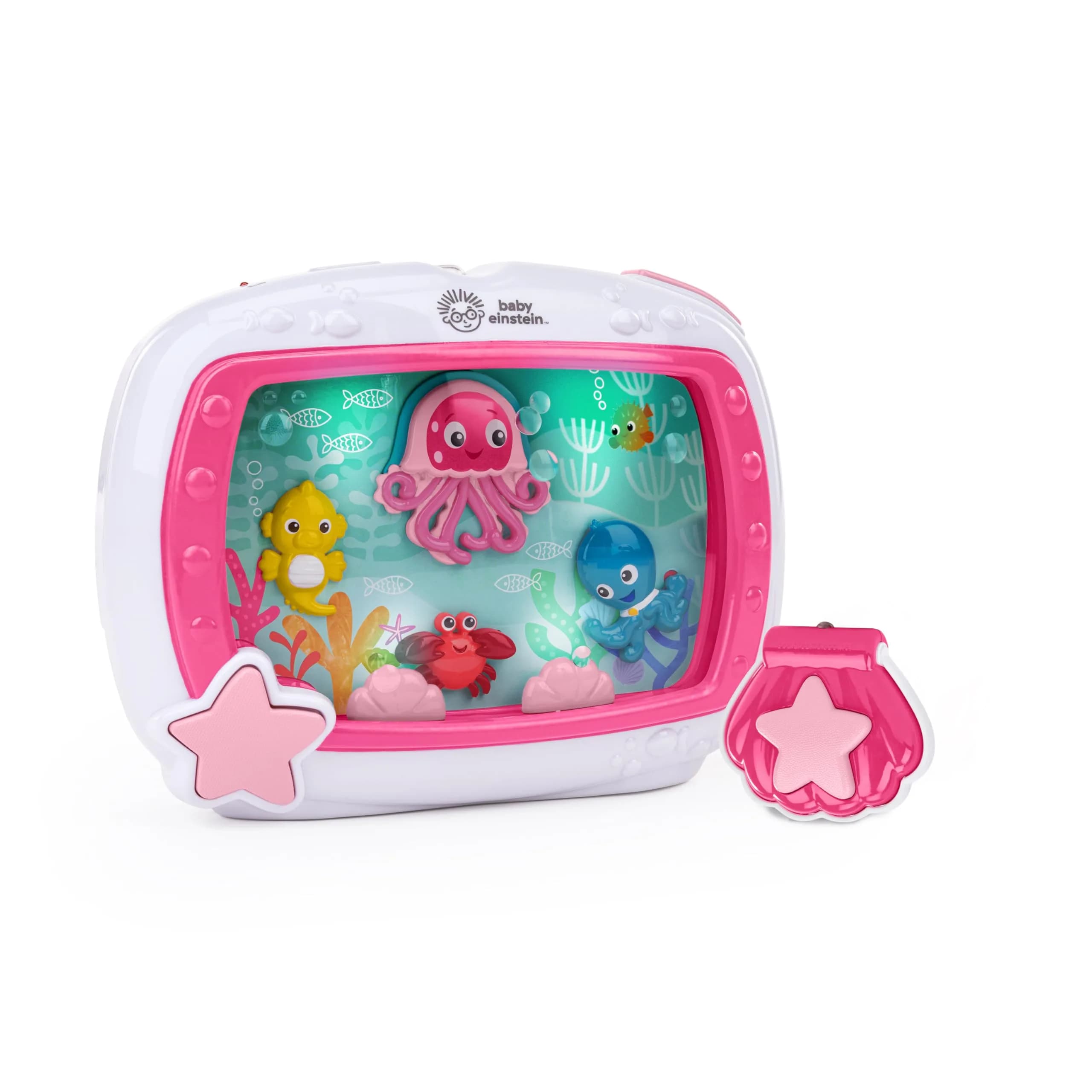 Baby Einstein Sea Dreams Soother On-the-Go Gift Set, Musical Crib Toy & Portable Aquarium Toy 2-Piece Set, 25+ Min Melodies, Pink — Pink