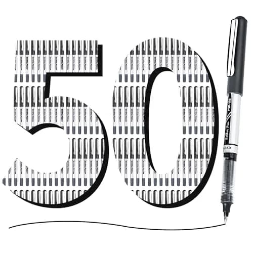EYEYE 50 Pack 0.7mm Black Liquid Ink Rollerball Pens | Quick Dry, Smooth Writing for Journaling & Office thumbnail 1