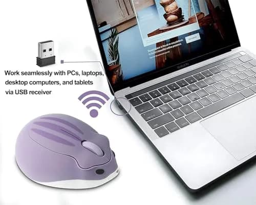 SHARE SUNSHINE Cute Hamster Wireless Mouse | 1200 DPI Optical, Silent Click, Portable USB Receiver thumbnail 4