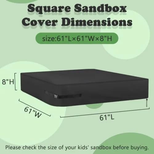 Kasla Waterproof Sandbox Cover 155cm x 155cm x 20cm (61"x61"x8") | Heavy Duty Outdoor Sand Pit Protection thumbnail 2