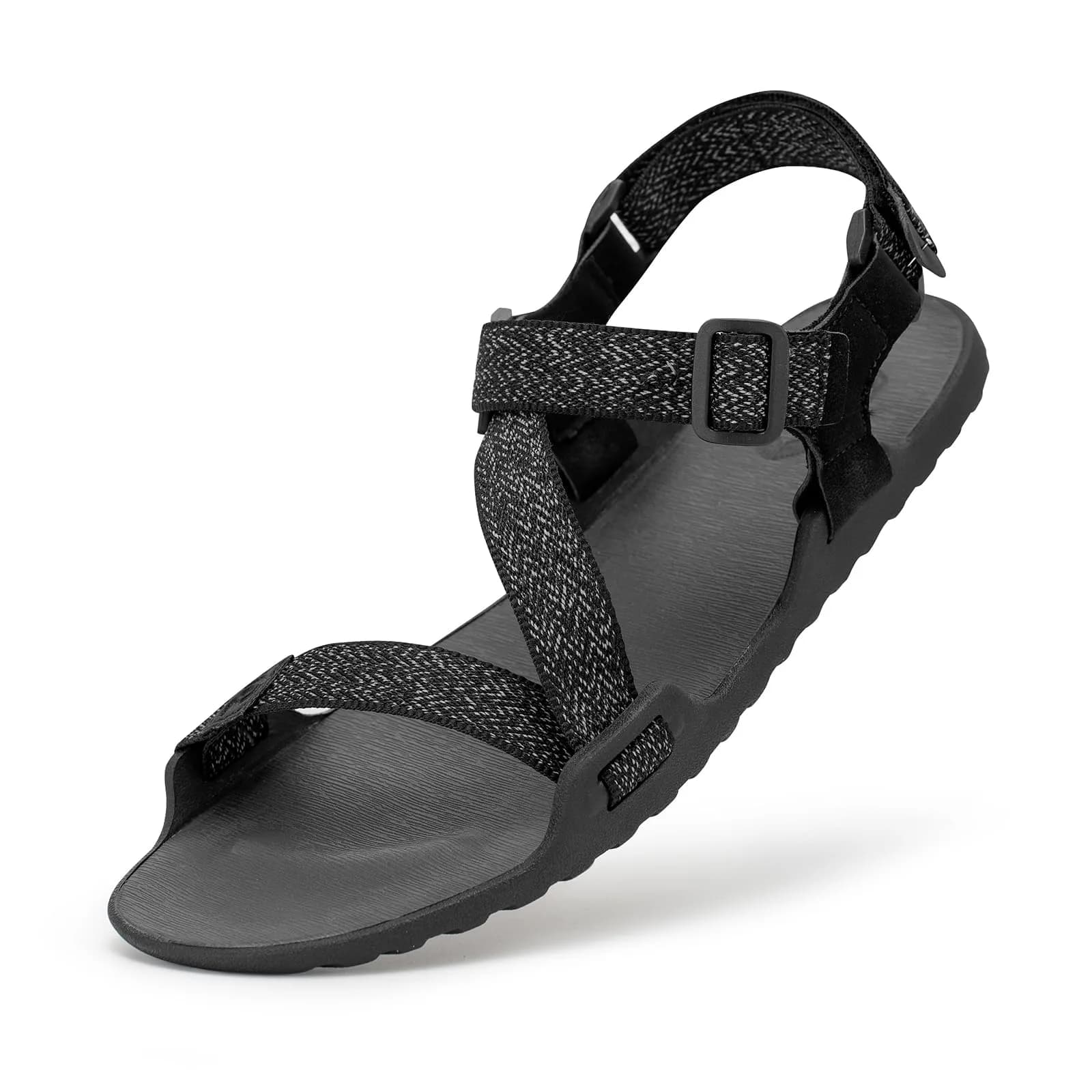 FEFELUIS Men's Wide Barefoot Sandals - Minimalist | Zero Drop | Ultralight Trail Hiking Size 9 — Sd01 | Black / 12 Wide