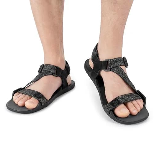 FEFELUIS Men's Wide Barefoot Sandals - Minimalist | Zero Drop | Ultralight Trail Running Hiking Sandals Adjustable Black Size 12 thumbnail 2