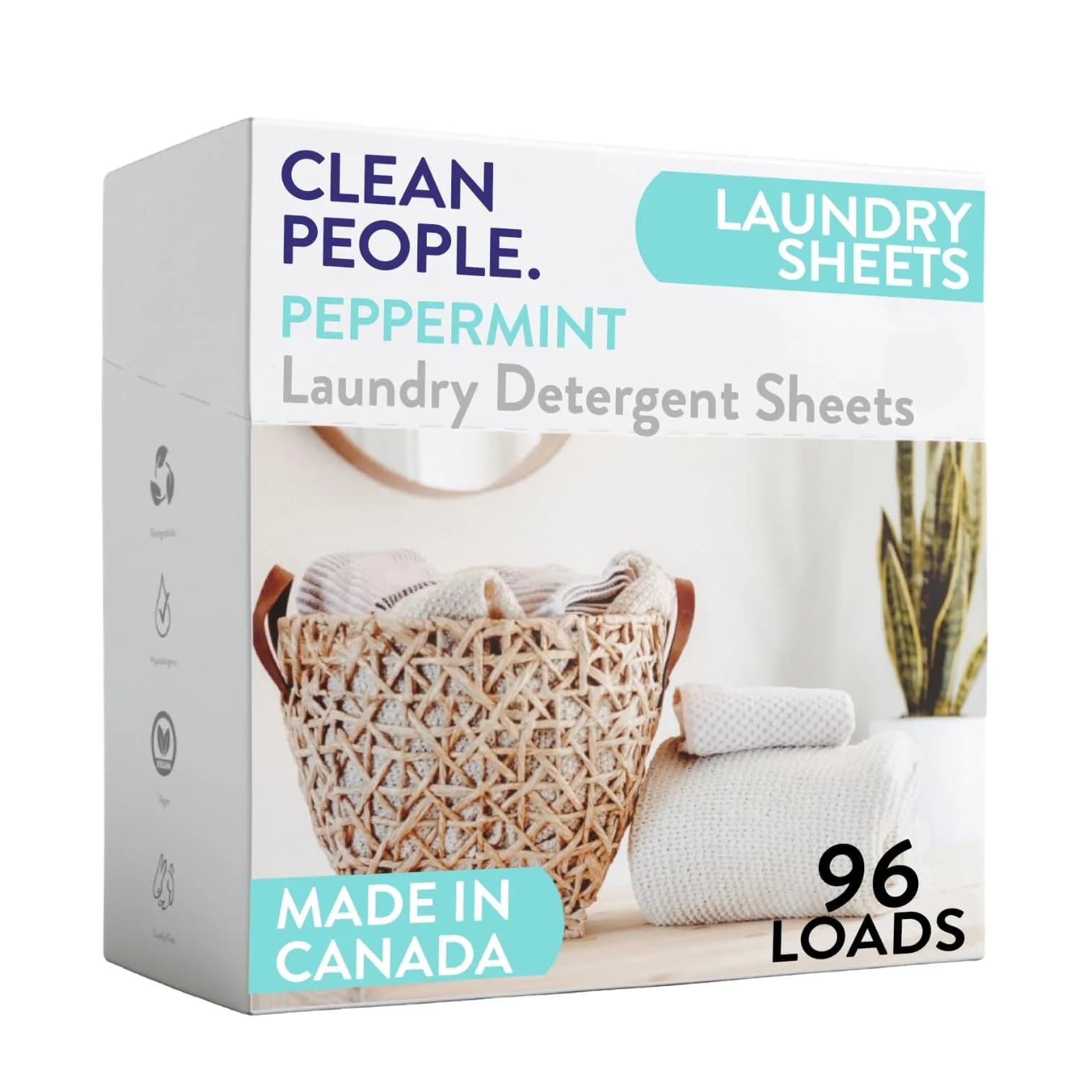 THE CLEAN PEOPLE Laundry Detergent Sheets Peppermint 192 Count | Concentrated Stain Fighting Formula — Peppermint
