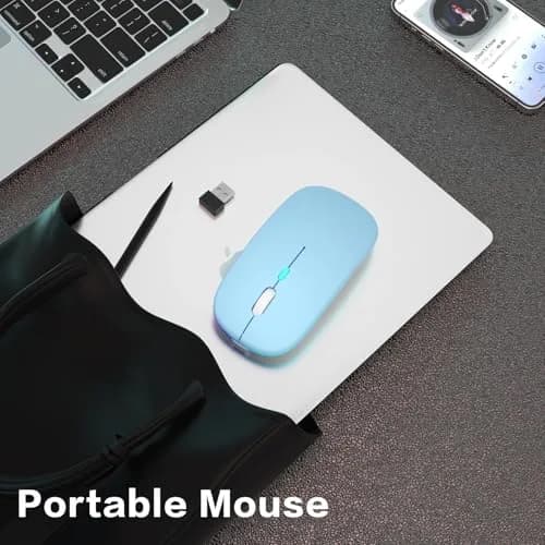AIKOKOK Wireless Bluetooth Mouse, Rechargeable Dual Mode, Blue | Slim, Silent, Portable with LED Atmosphere thumbnail 7