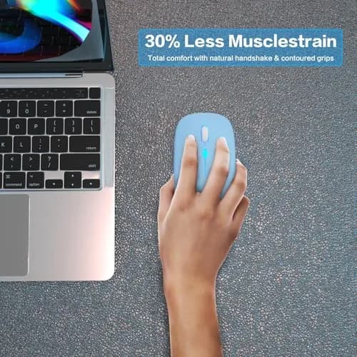 AIKOKOK Wireless Bluetooth Mouse, Rechargeable Dual Mode, Blue | Slim, Silent, Portable with LED Atmosphere thumbnail 9