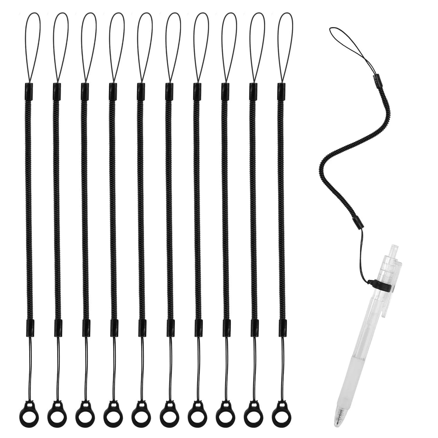 Tinoaly 10pcs Elastic Pen Lanyards with Silicone Rings 25cm (9.84 inch) | Secure Stylus Tether for Tablets