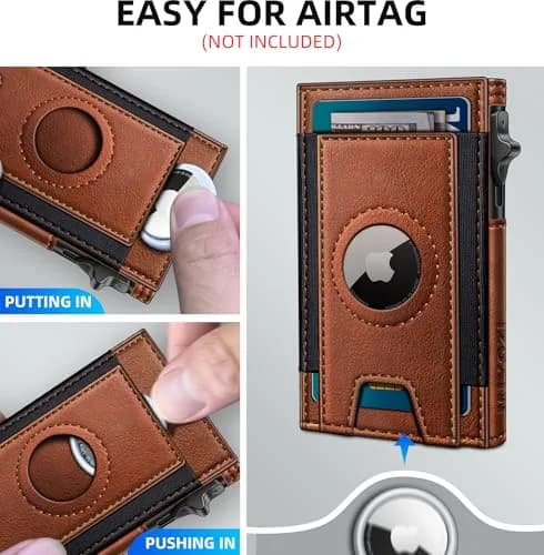 miyozi Slim Airtag Wallet for Men, Pop-Up RFID Blocking Leather Card Holder with ID Window | 9.9 cm (3.9 in) thumbnail 7
