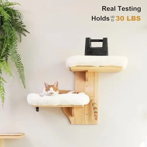 FUKUMARU Cat Wall Shelves 2 Platform with Soft Cushion Perch | Tree Shape Indoor Cat Furniture thumbnail 3