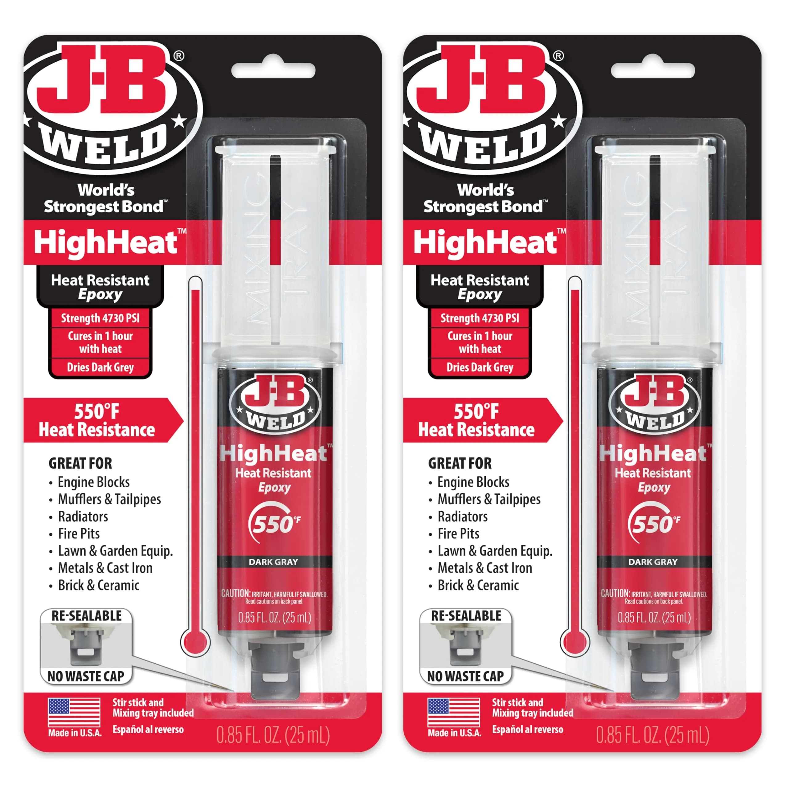 J-B Weld High Heat Syringe 25ml Dark Grey | Heat-Resistant Epoxy for Automotive & DIY Repairs - main product image
