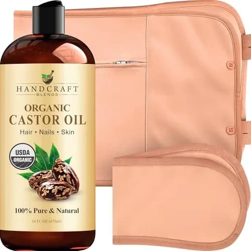Handcraft Blends Organic Castor Oil with Pack Wrap 473ml (16 Fl Oz) | USDA Certified Pure & Natural thumbnail 1