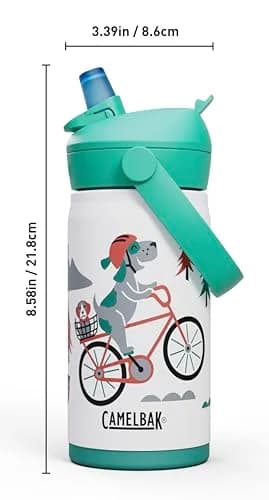 CamelBak Thrive Flip Straw Kids Water Bottle 12oz | Vacuum Insulated Stainless Steel, Leak-Proof, Biting Valve thumbnail 3