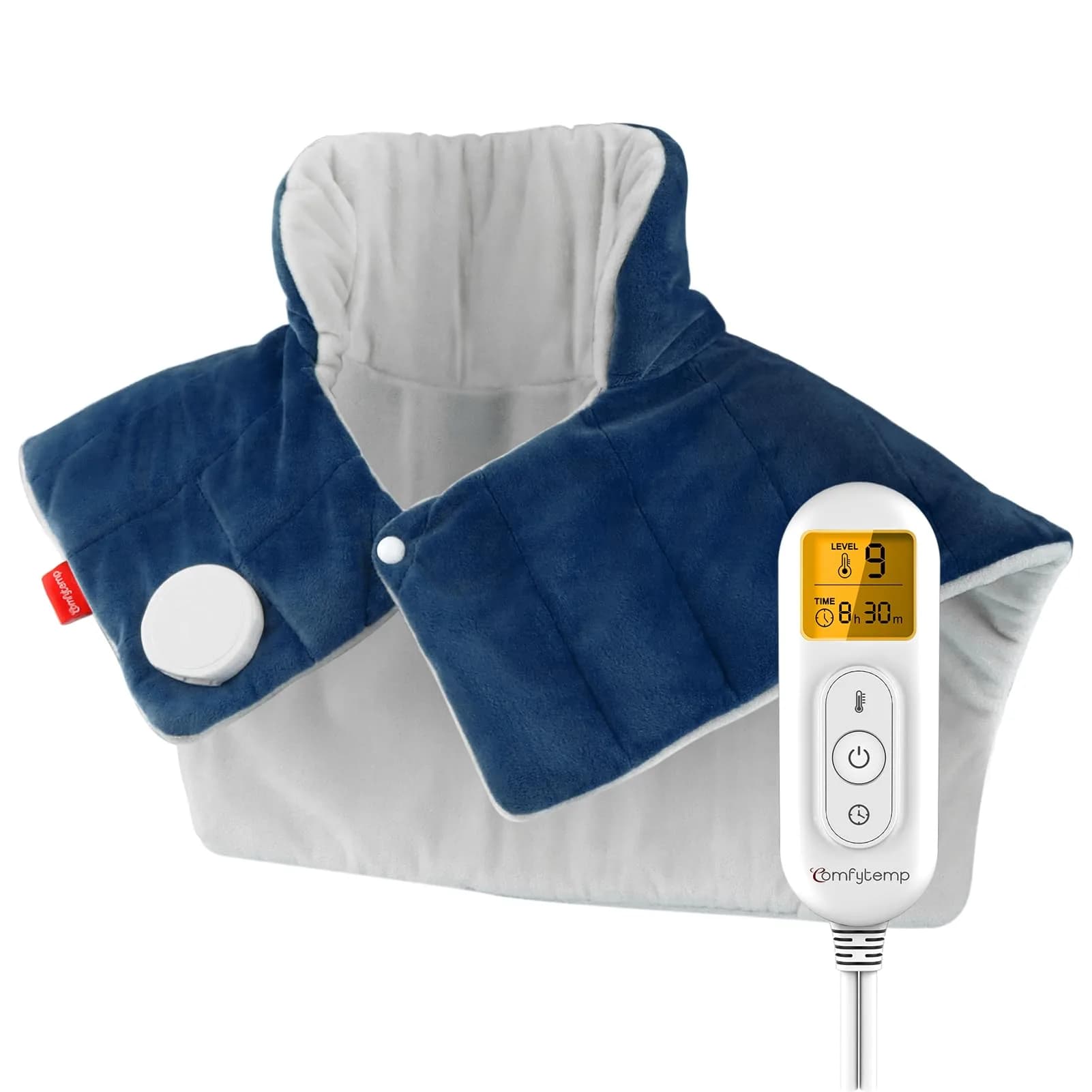 Comfytemp Weighted Heating Pad for Neck Shoulders Back 2.6lb 19"x23" Dark Blue | 9 Heat Settings & 11 Auto-Off Timers — Dark Blue