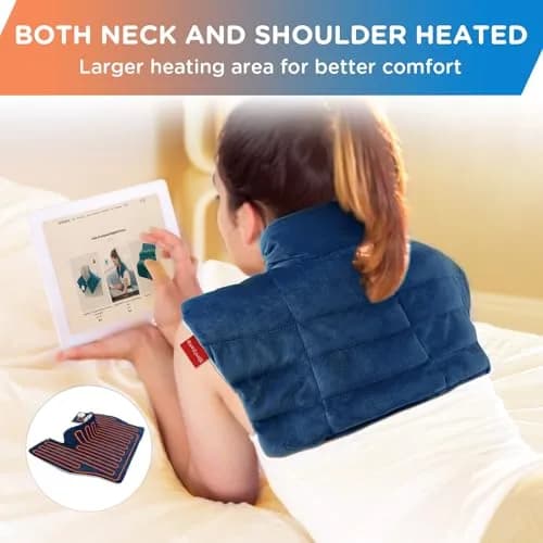 Comfytemp Weighted Heating Pad for Neck Shoulders Back 2.6lb 19"x23" Dark Blue | 9 Heat Settings & 11 Auto-Off Timers thumbnail 5