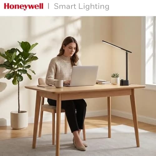 Honeywell LED Desk Lamp, Sunturalux™ Black | Eye-Care, Dimmable, USB Ports, Foldable (16.5in H, 4in dia) thumbnail 8