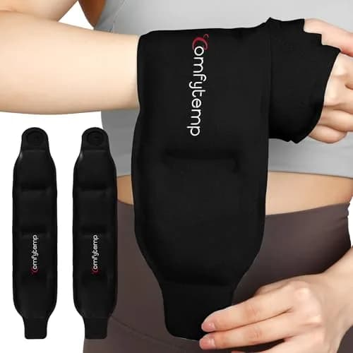 Comfytemp Wrist Ice Pack Wrap for Carpal Tunnel Relief 20"x4" Black | Reusable Gel Cold Pack for Hand & Wrist thumbnail 1