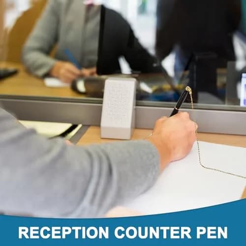 PATIKIL Secure Pen with Chain and Adhesive Pen Holder, Black Gold | Metal Ballpoint Pen for Offices and Banks thumbnail 4
