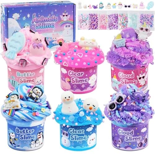 LAWOHO 6 Pack Animal Slime Kit Butter Cloud Squishy 360ml (12.17 Fl Oz) | ASTM-Tested Non-Toxic Toy thumbnail 1