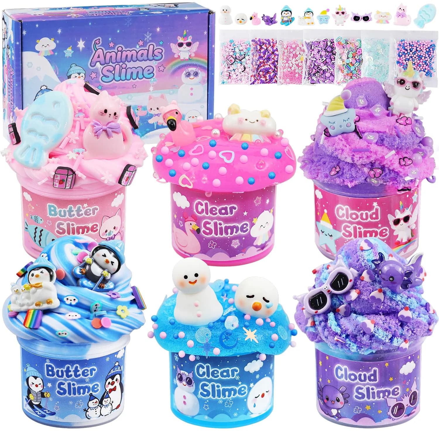 LAWOHO 6 Pack Animal Slime Kit Butter Cloud Squishy 360ml (12.17 Fl Oz) | ASTM-Tested Non-Toxic Toy - main product image