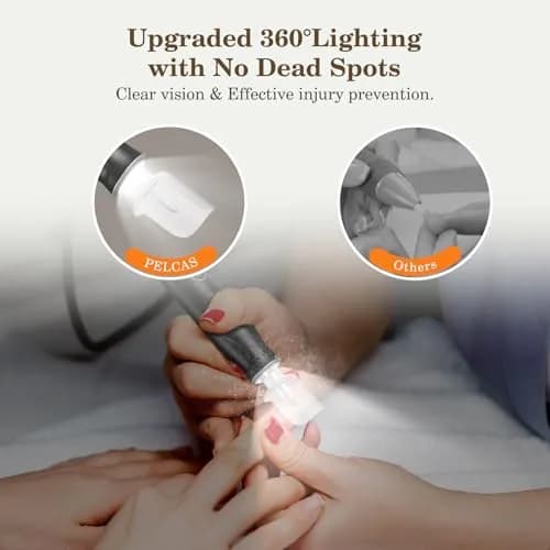 PELCAS Cordless Electric Nail Drill 6.5" x 1" | 10-Speed Portable Manicure & Pedicure Tool with LED Light thumbnail 4