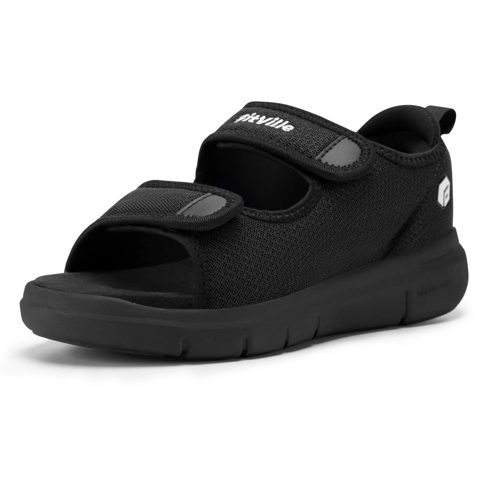 FitVille Diabetic Sandals for Men Wide Width with Arch Support, Men Diabetic Sandals Adjustable (Black, 10.5W) - main product image