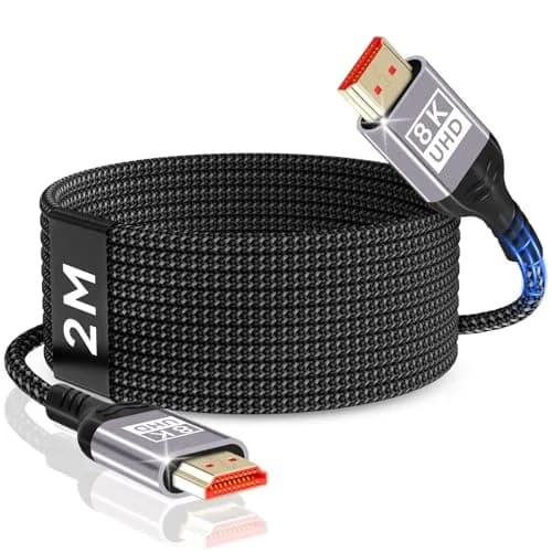 Nersligek 8K HDMI 2.1 Cable 2m (6.6ft) | Ultra High Speed 48Gbps Braided Cord thumbnail 1
