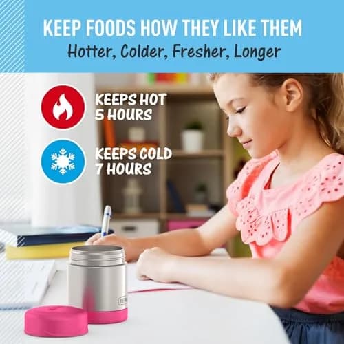 THERMOS Kids Food Jar 10oz Pink | Keeps Food Hot or Cold for Hours, BPA-Free thumbnail 5